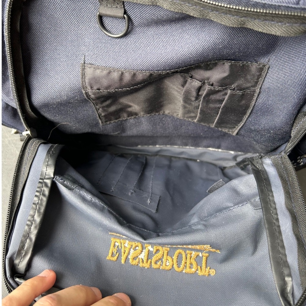 Eastsport Canvas Backpack Heritage Outdoor Rucksack Navy Blue Suede Trim School - Picture 9 of 15